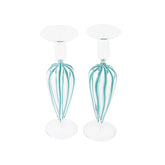 Nuovo Stripe Teal Candlesticks - Set of 2